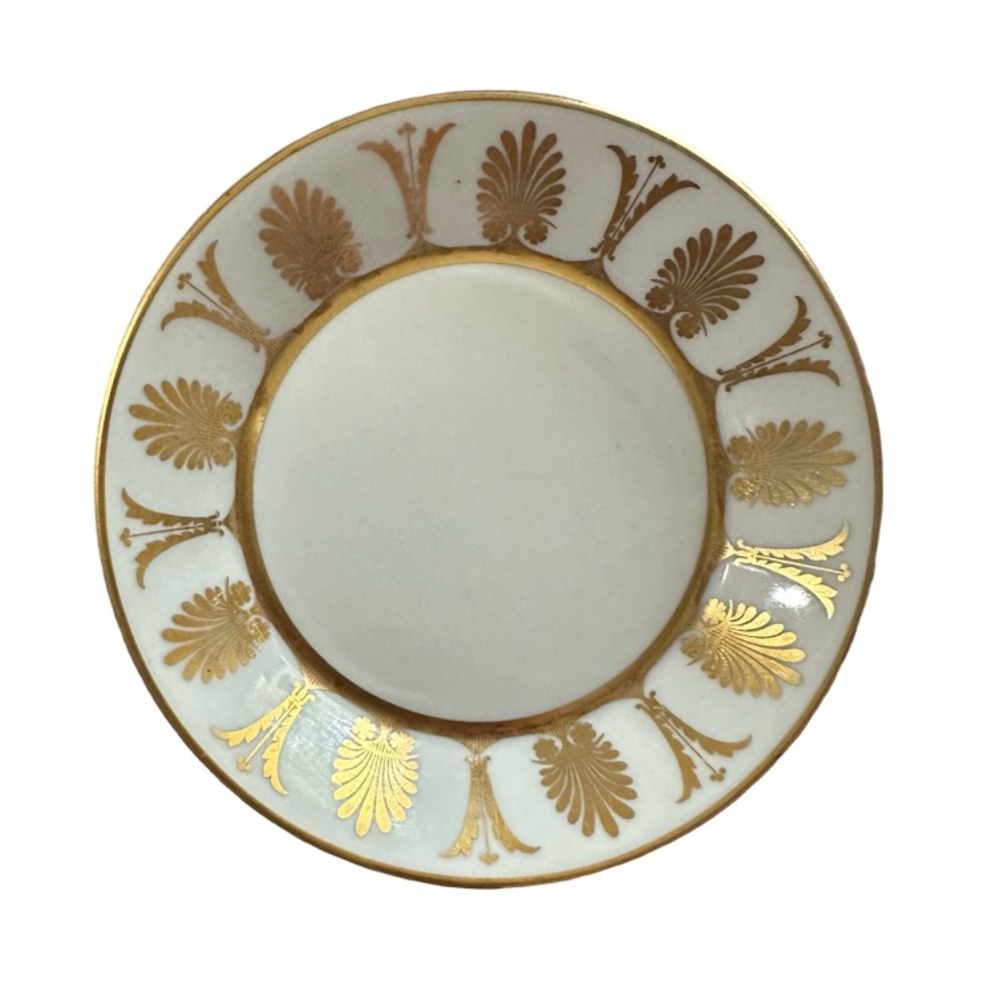 Small Richard Ginori Italian Porcelain Gold Accent Dessert Plate